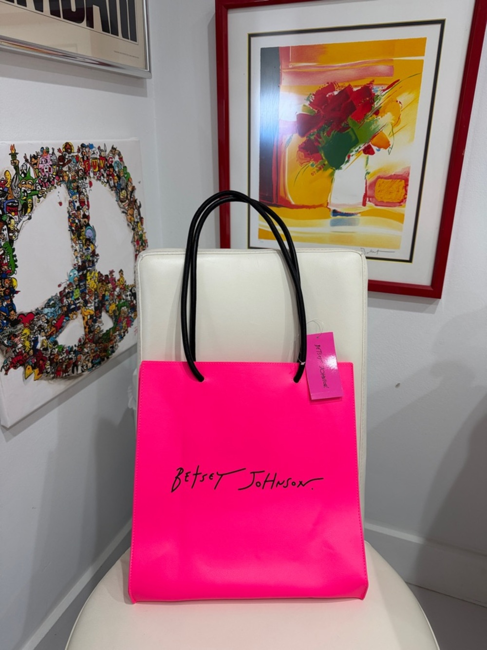 Betsey Johnson Hot Pink & Black Y2K Retro Tote Bag